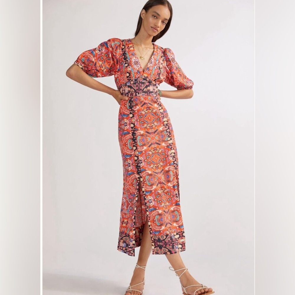 By Anthropologie Boho floral maxi dress size 4